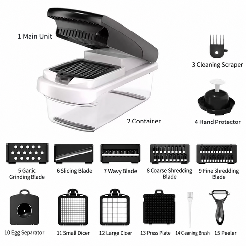 White Multifunction Vegetable Slicer and Chopper Set