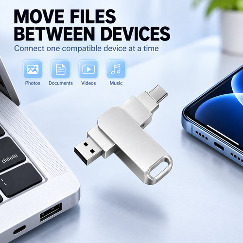 64GB Dual USB-A and USB-C Swivel Flash Drive