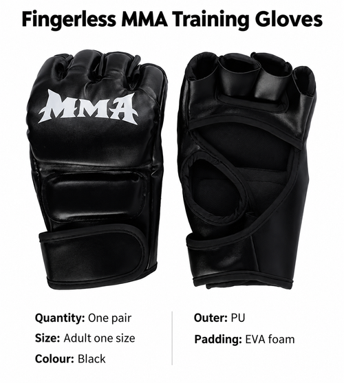 Black Fingerless MMA Training Gloves