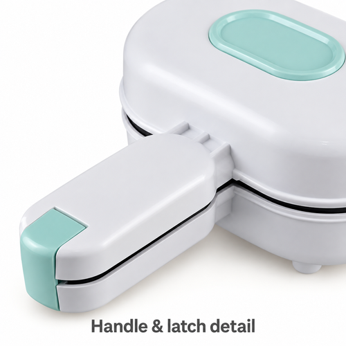 Compact Sandwich Maker - White | Hinged Plates & Handle Latch