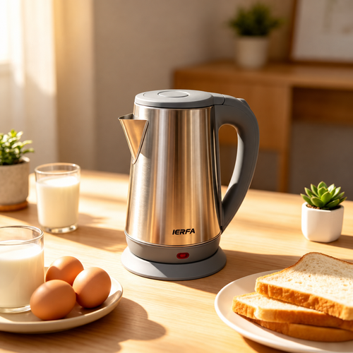 Silver Electric Kettle with Grey Handle