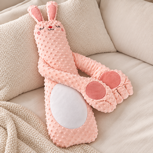 Pink Bunny Plush Comfort Cushion with Remote