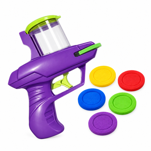 Foam Disc Launcher Toy with 5 Discs, Green or Purple