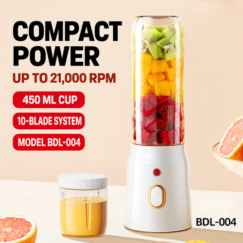 Portable 450 ml Blender with Type-C Charging – White
