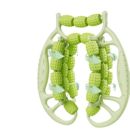 Green 29-Roller Leg Massage Tool with Dual Handles