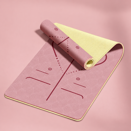 Pink and Yellow Two-Sided Yoga Mat | 183 × 61 cm