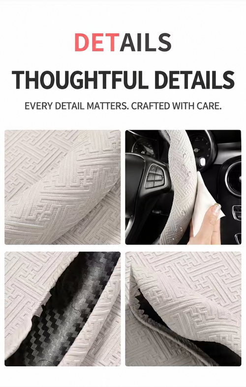 Two-Piece Textured Steering Wheel Grip Covers - Red