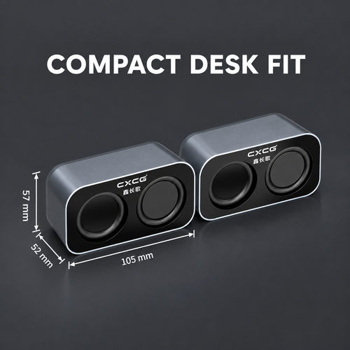 Compact Desktop Speaker Pair with USB Power and 3.5 mm Audio