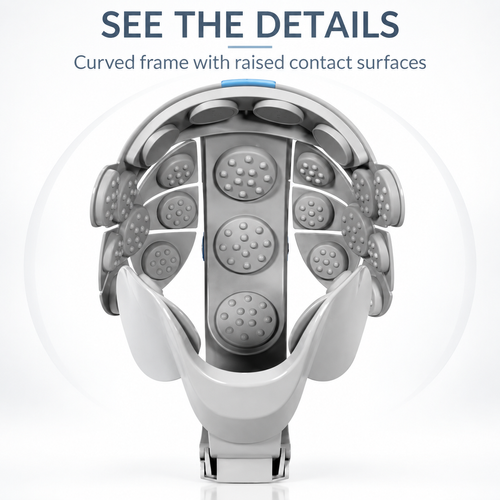 Helmet-Style Head Massager with Multi-Point Contact Pads – Grey