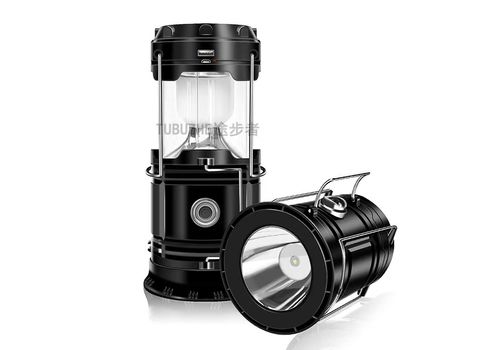 Solar Rechargeable Camping Lantern, Foldable LED Tent Light with Power Bank