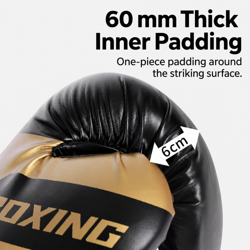 Black and Gold 6 oz Boxing Gloves with Thick Padding
