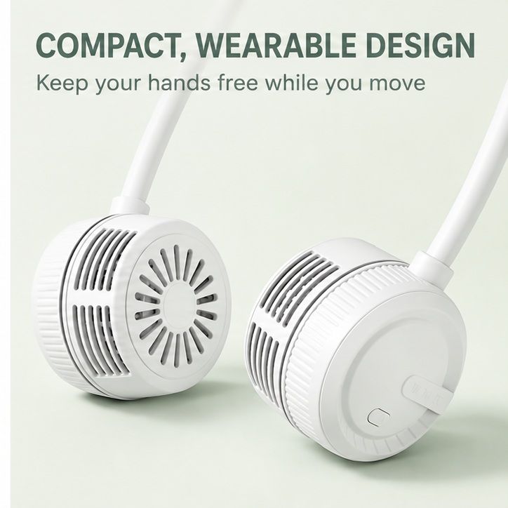White and green neck fan options