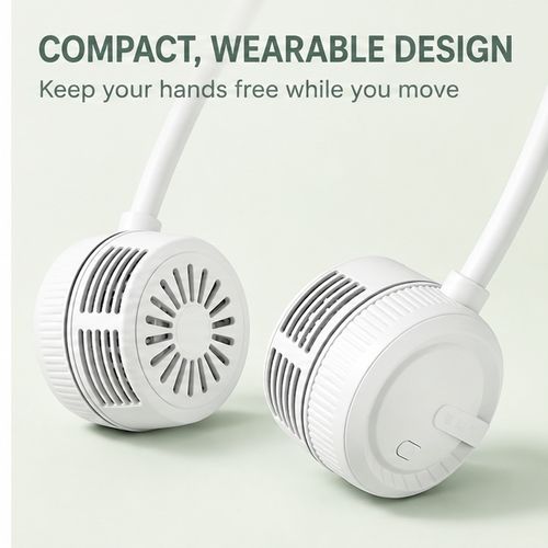 Foldable Dual-Fan Neck Fan - White or Green