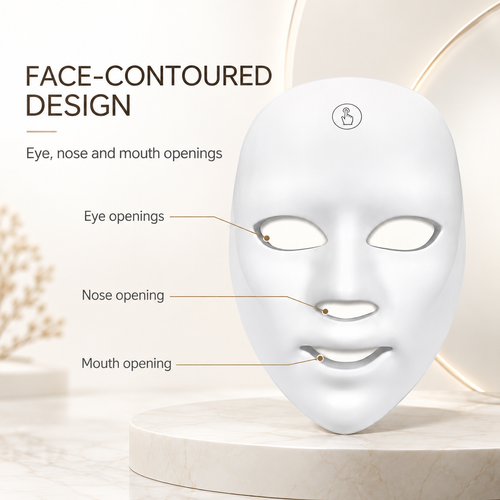 White LED Facial Beauty Mask with USB Charging and Side Strap