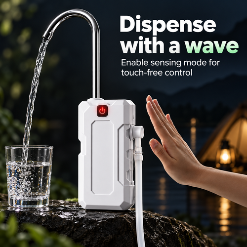 USB-Rechargeable Portable Water Pump with Wave Sensing, Aeration and LED Light