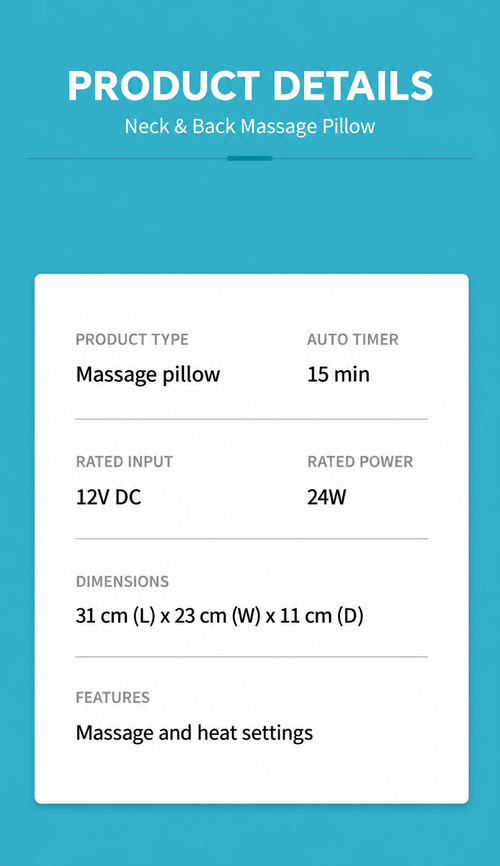 Neck and Back Massage Pillow with Heat and 15-Minute Timer
