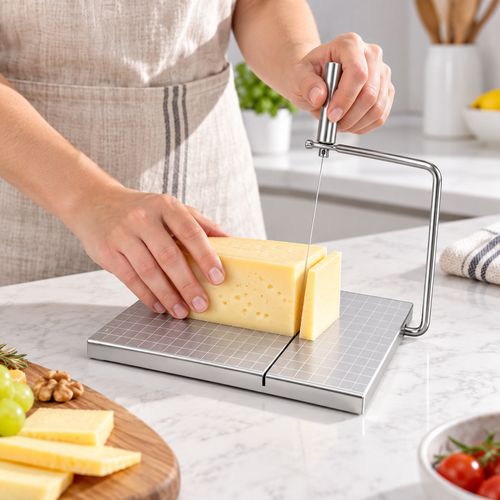 Stainless Steel Wire Cheese Slicer with Cutting Board