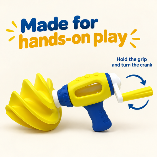 Hand-Crank Sand Drill Toy for Beach and Sandbox Play - Yellow and Blue