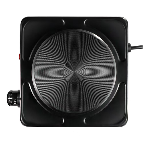 Black Single-Burner Electric Hot Plate with Dial Control