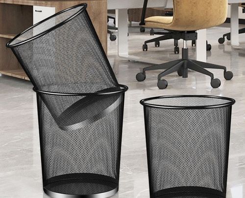 Black 12 L Open-Top Metal Mesh Waste Bin