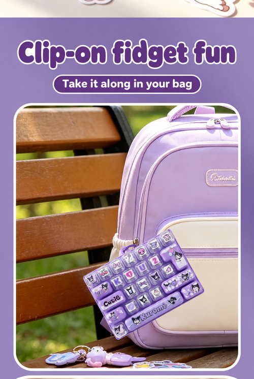 Purple 26-Key Keyboard Fidget Keychain