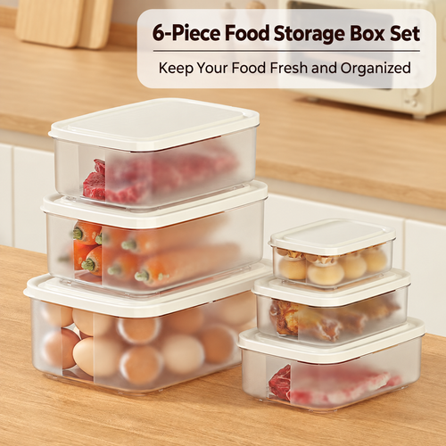 6-Piece Clear Refrigerator Food Storage Box Set