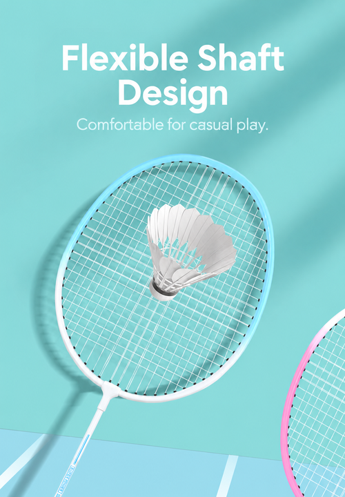 Blue Badminton Set with 2 Rackets, 3 Shuttlecocks and Bag