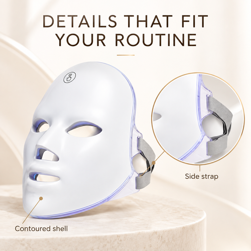 White LED Facial Beauty Mask with USB Charging and Side Strap