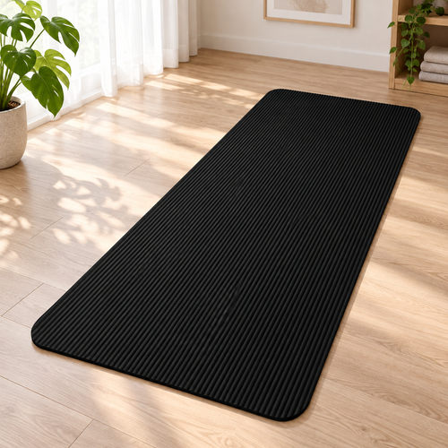 Black 185 × 61 cm Exercise Mat 3-Piece Set
