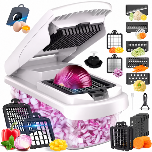 White Multifunction Vegetable Slicer and Chopper Set