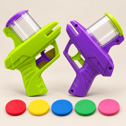 Foam Disc Launcher Toy with 5 Discs, Green or Purple