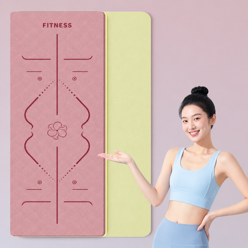 Pink and Yellow Two-Sided Yoga Mat | 183 × 61 cm