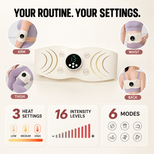 Waist Massage Belt with Heat, 16 Intensity Levels and 6 Modes