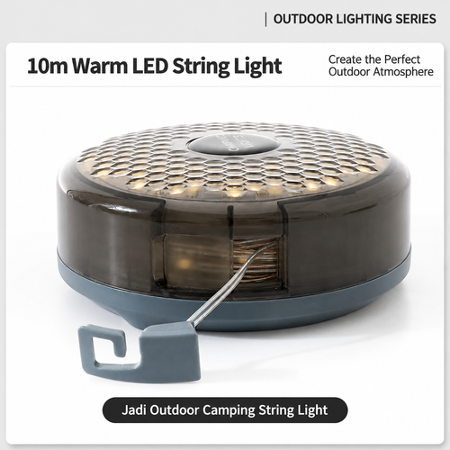 Black 10m Reel Camping String Light with Main Lamp