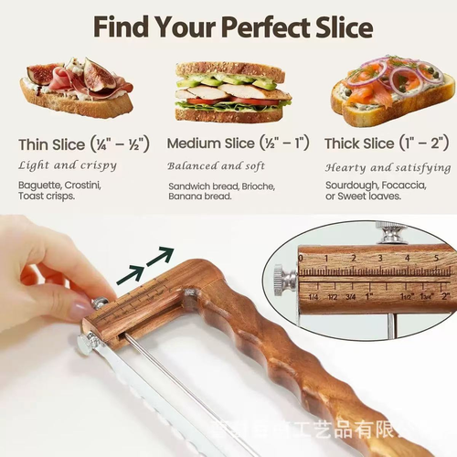 Adjustable Bread Bow Knife | Wooden Handle & Slice Guide