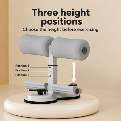 Adjustable Sit-Up Assist Bar with Twin Suction Bases and Pull Handles