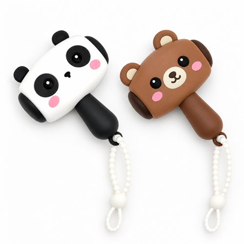 Panda and Bear Novelty Hammer Keychain Toy