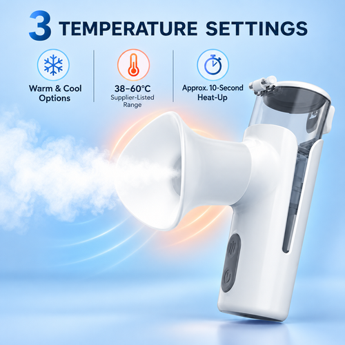 AM-8008 Handheld Warm & Cool Mist Device with 15 ml Water Tank – White