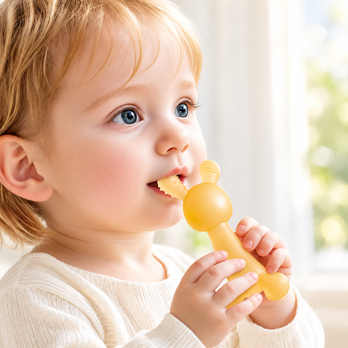 Orange Bunny Silicone Baby Teether with Storage Case