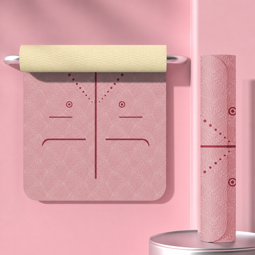 Pink and Yellow Two-Sided Yoga Mat | 183 × 61 cm