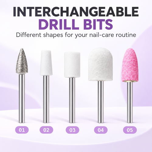 White 2-in-1 Electric Nail Drill Pen with Built-In Nail Light