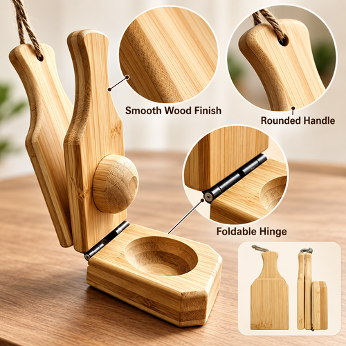 Foldable Wooden Kitchen Press and Grinding Tool