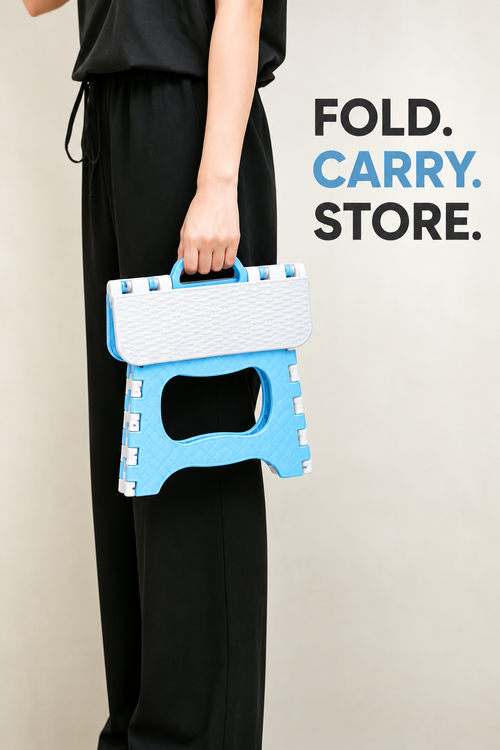 Sky Blue Folding Stool with Carry Handle