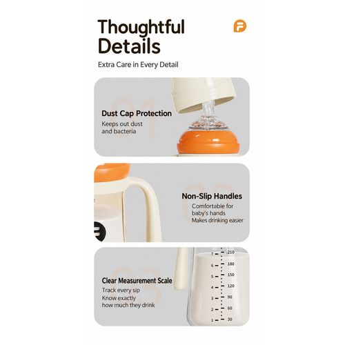 FINER CARE 240 ml Baby Bottle with Handles and Dust Cap
