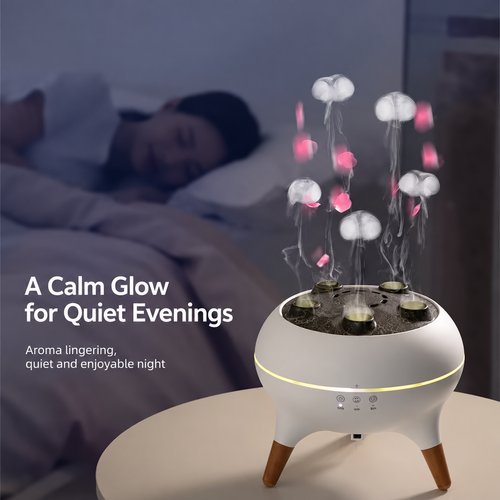 White Jellyfish Mist Aroma Humidifier with Ambient Light