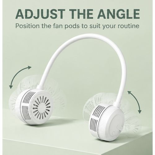 Foldable Dual-Fan Neck Fan - White or Green
