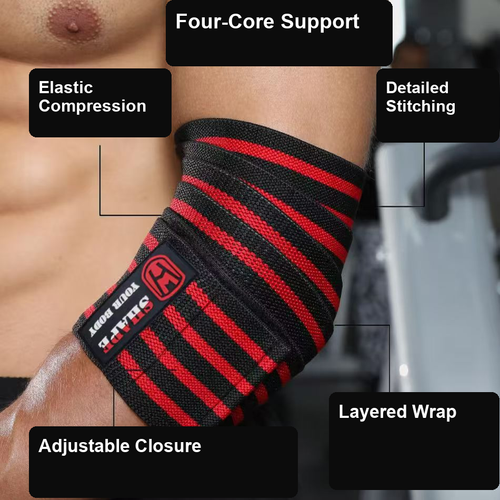 Black Adjustable Compression Elbow Wrap - S M L