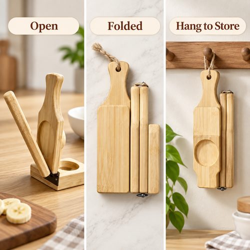 Foldable Wooden Kitchen Press and Grinding Tool