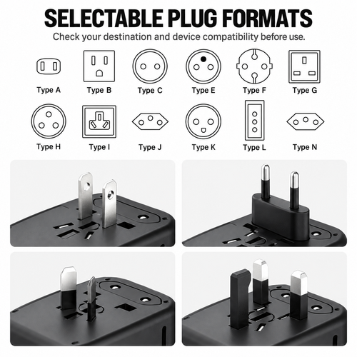 Multi-Region Travel Adapter with Four USB Ports | Ghana