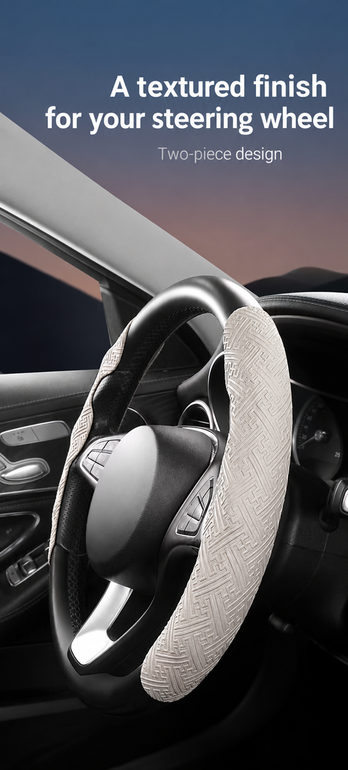 Two-Piece Textured Steering Wheel Grip Covers - Red, Grey or Black